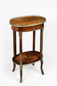 A LOUIS XVI STYLE GILT BRONZE MOUNTED WALNUT OCCASIONAL TABLE, 19TH CENTURY
