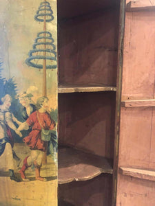 A Pair Of 19th Century Dutch Polychrome Painted Corner Cupboards