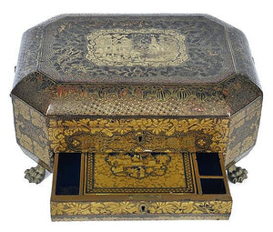 A 19TH CENTURY CHINESE EXPORT LACQUERED WRITING COMPENDIUM