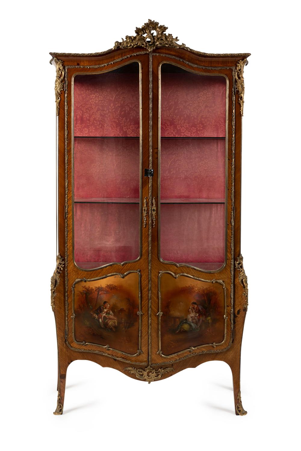 A Louis XV Style Painted And Gilt Metal Mounted Kingwood Display Cabinet, Late 19th Century / Early 20th Century