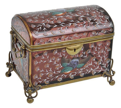 A MOSER BOHEMIAN RUBY GLASS JEWWLLERY CASKET