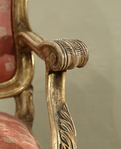 A PAIR OF VENETIAN ROCOCO GILTWOOD ARMCHAIRS MID 18TH CENTURY