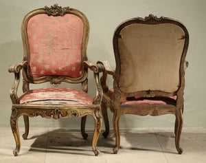 A PAIR OF VENETIAN ROCOCO GILTWOOD ARMCHAIRS MID 18TH CENTURY