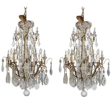 Load image into Gallery viewer, A Pair Of Early 19th Century French Louis XV Style Crystal And Ormolu Chandeliers