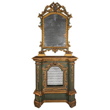 Load image into Gallery viewer, Late 18th-Early 19th Century Italian Gilt Painted Console Cabinet And Mirror