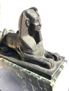 An Early 19th Century Neo Classical Bronze Sphynx On Green Marble Base