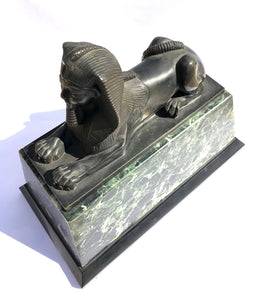 An Early 19th Century Neo Classical Bronze Sphynx On Green Marble Base